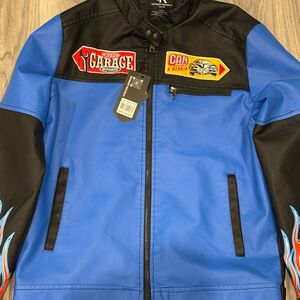 Refinery Republic Racing Woven Pu Jacket Mens Size Medium Hotspeed Auto Garage